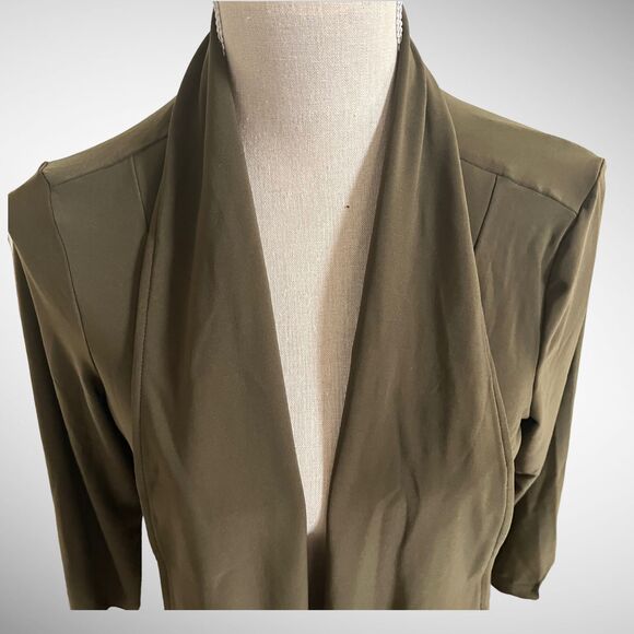 Nina Leonard Green Miracle Matte Jersey Open Front Duster/Jacket Size Medium - Picture 4 of 9